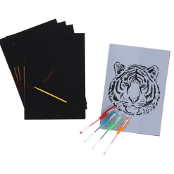 Scratch En Colour 2 in 1 7-Delig Asst. (2 Kras Vellen, Kraspen + 4 Gelpennen)