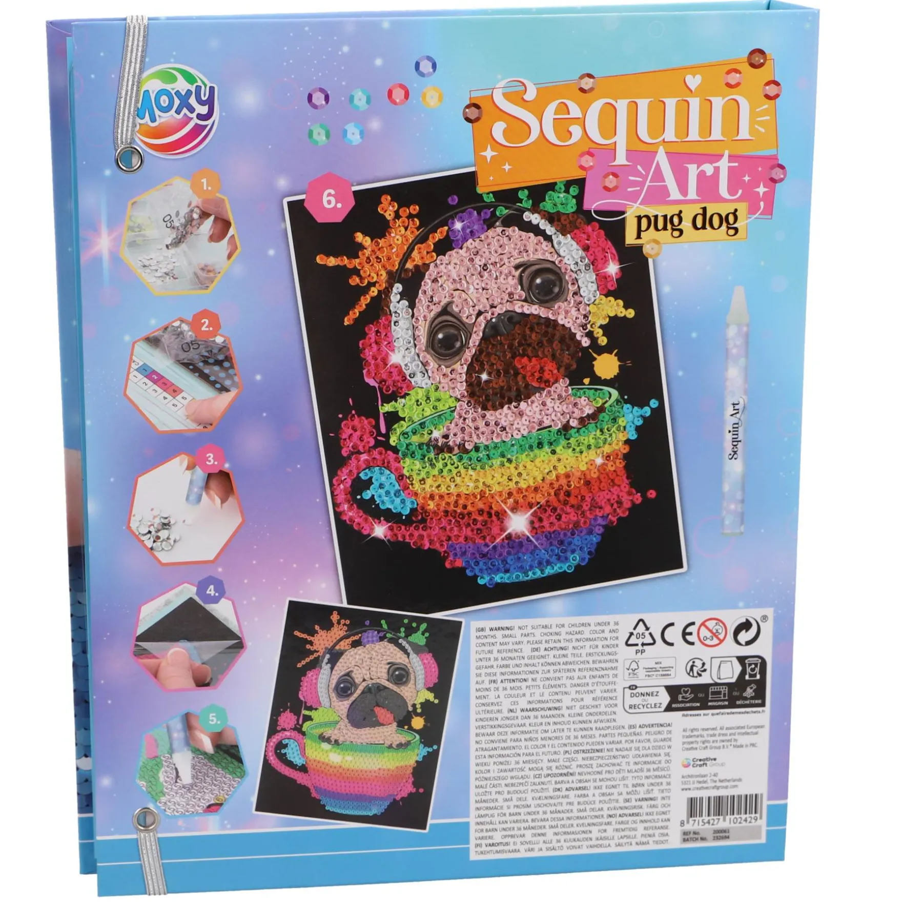 Sequin Art 20 x 25 cm 12 kleuren 2 assorti