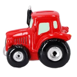 Spaarpot aardewerk tractor groen/rood ass