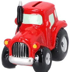 Spaarpot aardewerk tractor groen/rood ass