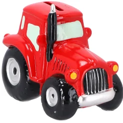 Spaarpot aardewerk tractor groen/rood ass