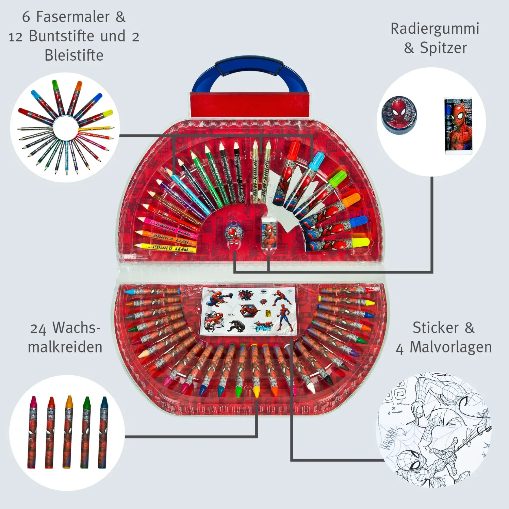 Spider-Man Kleurkoffer 51-delig