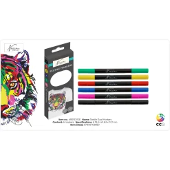 Stiften textiel markers 2-zijdig 6 stuks