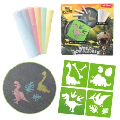 Stoepkrijt en 4 sjablonen dino