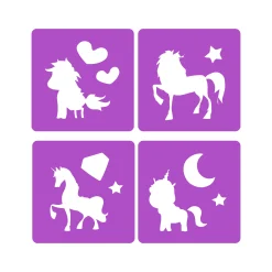 Stoepkrijt met 4 sjablonen eenhoorn