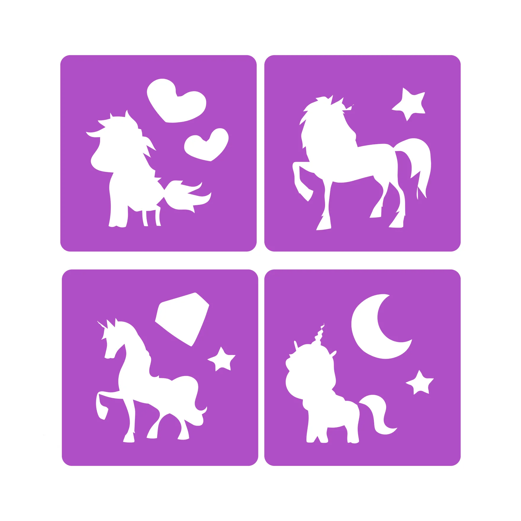 Stoepkrijt met 4 sjablonen eenhoorn