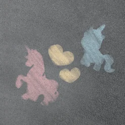 Stoepkrijt met 4 sjablonen eenhoorn