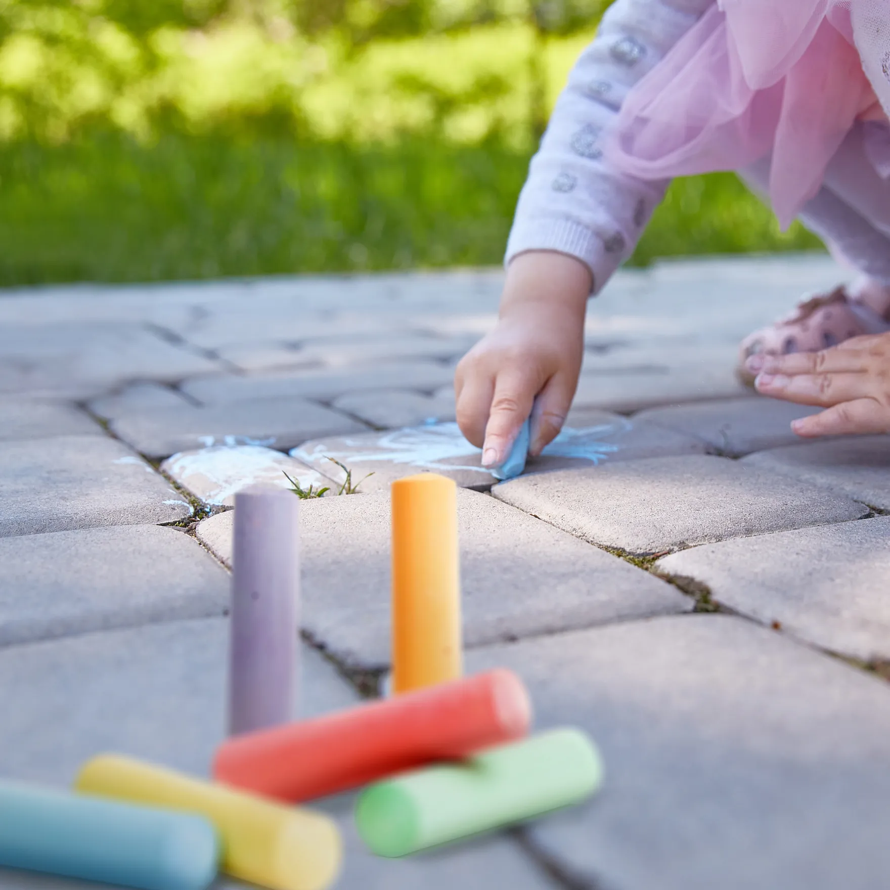 Stoepkrijt met 4 sjablonen eenhoorn