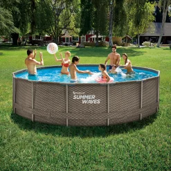 Summer Waves Zwembad Active Frame 457 X 106 cm Dark Double Rattan + filterpomp