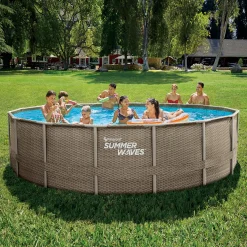 Summer Waves Zwembad Elite Frame 488 X 122 cm Dark Triple Basketweave + filterpomp