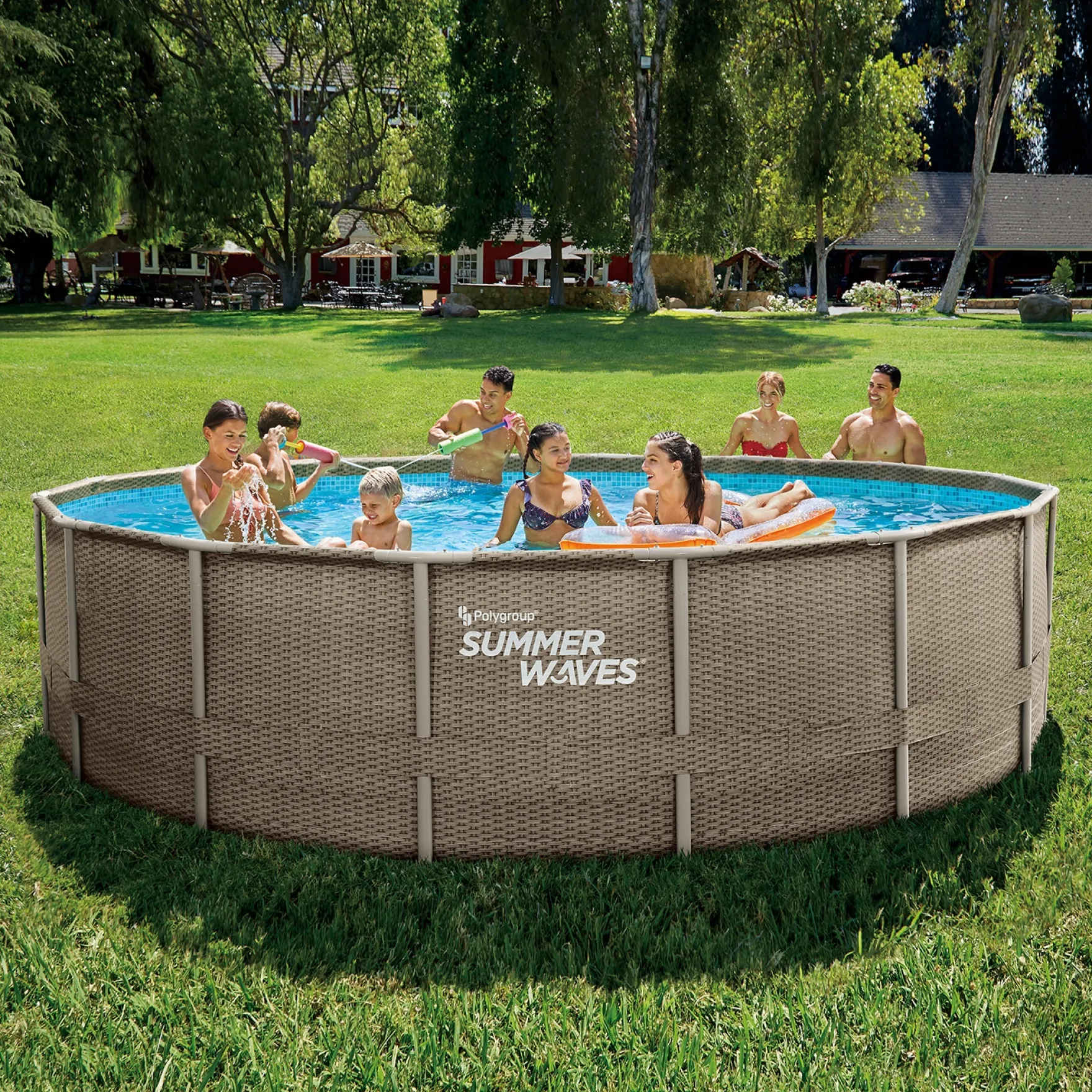 Summer Waves Zwembad Elite Frame 488 X 122 cm Dark Triple Basketweave + filterpomp