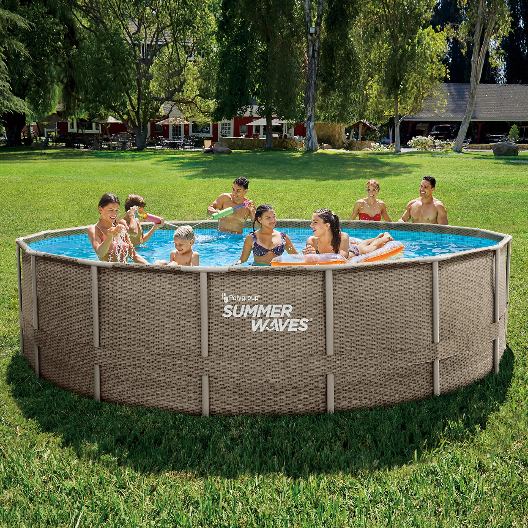 Summer Waves Zwembad Elite Frame 488 X 122 cm Dark Triple Basketweave + zandfilterpomp