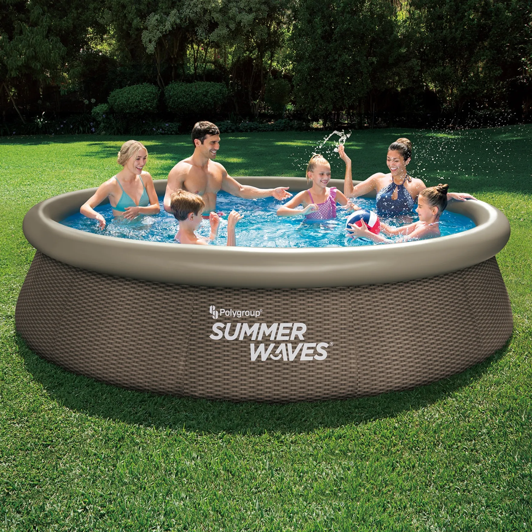 Summer Waves Zwembad Quick Set 366 X 76 cm Dark Double Rattan + filterpomp