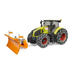 Tractor Claas Axion 950 met sneeuwkettingen en  ploegblad