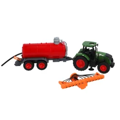 Tractor met giertank kids globe 49 cm groen/rood