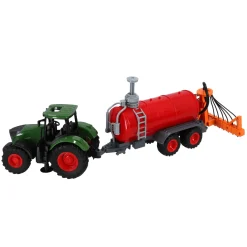 Tractor met giertank kids globe 49 cm groen/rood