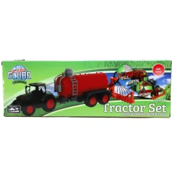 Tractor met giertank kids globe 49 cm groen/rood