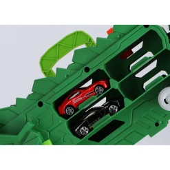 Transporter carrycase dino met 2 diecast auto's