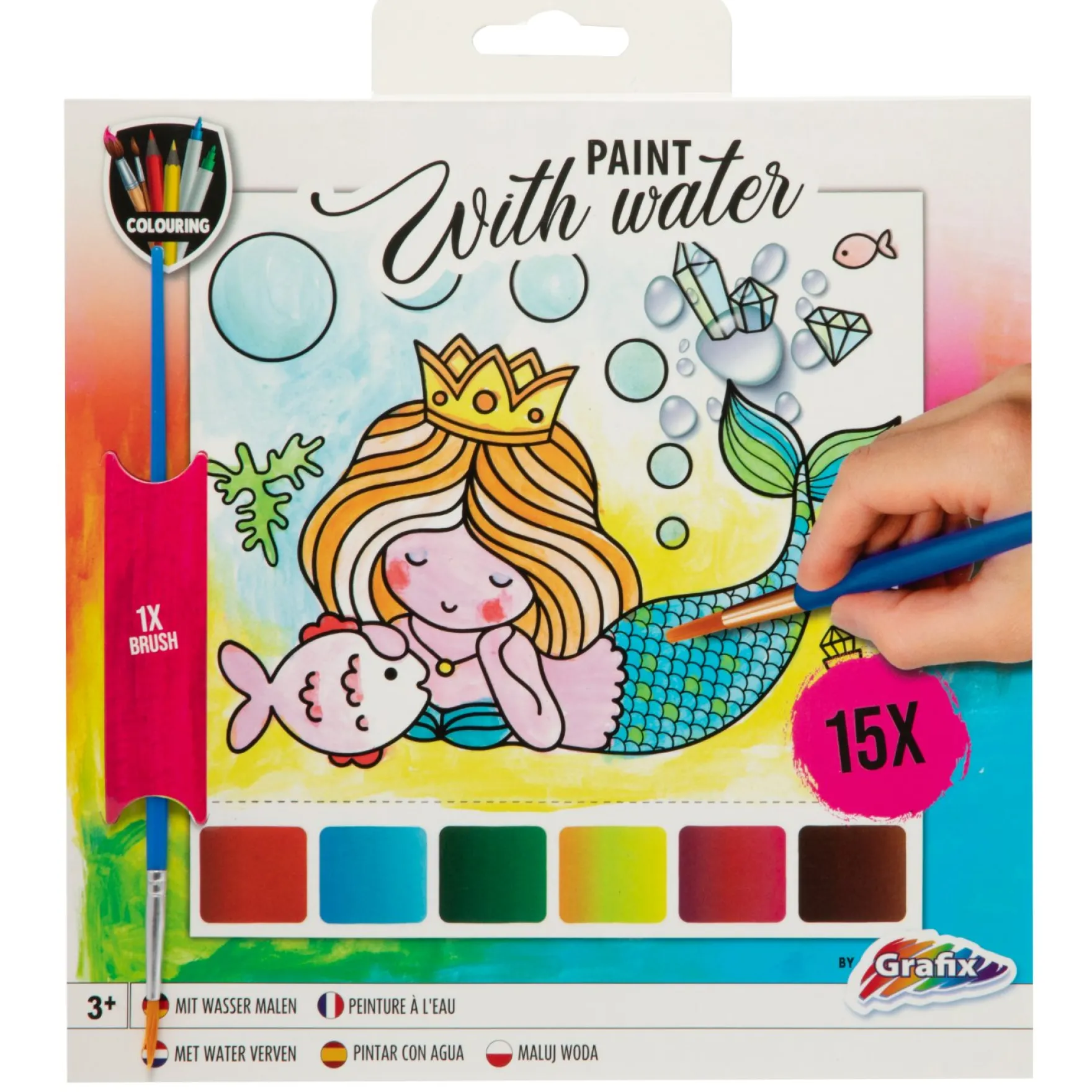 Verven met water 15 sheets met kwast