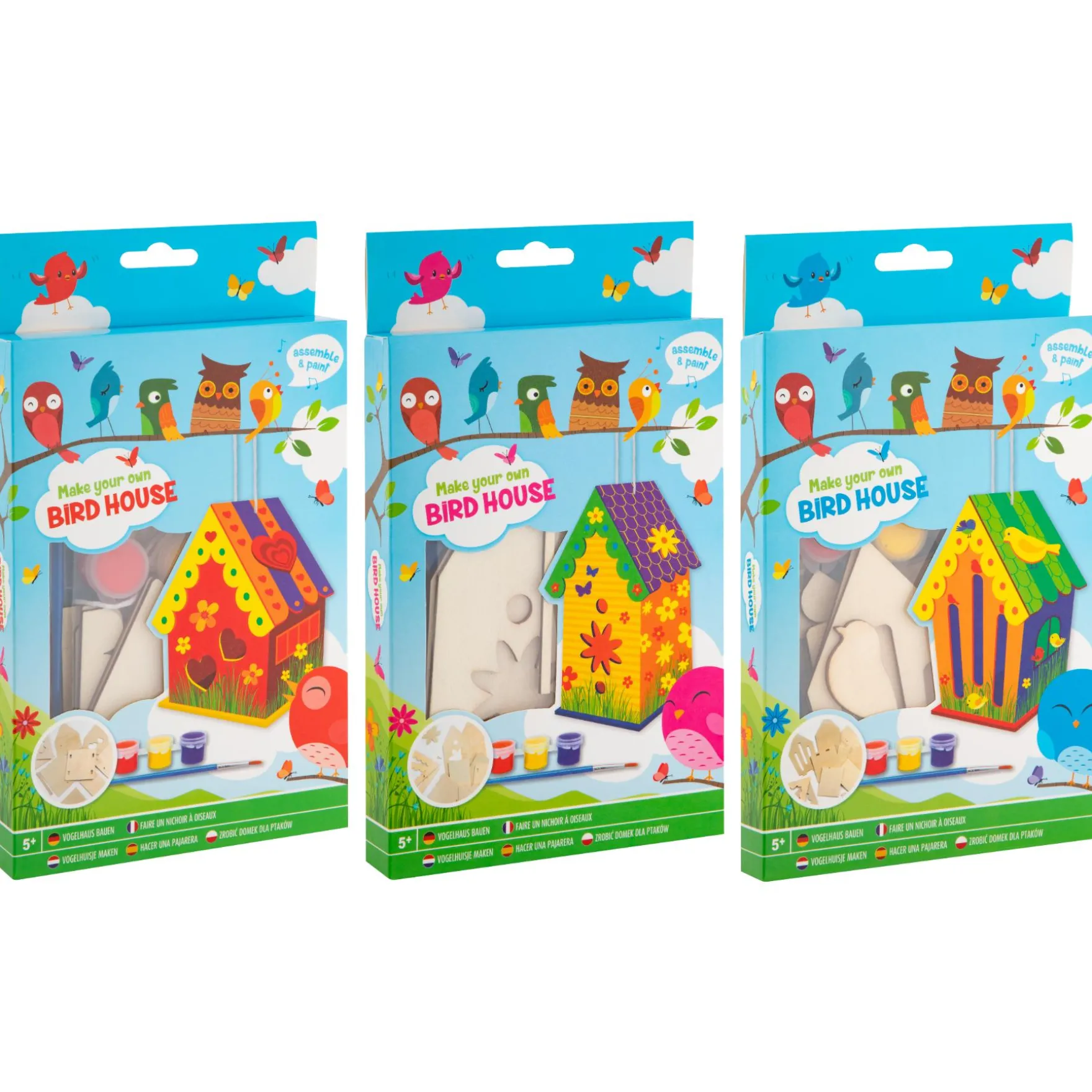 Vogelhuisje maken mini 3 assorti