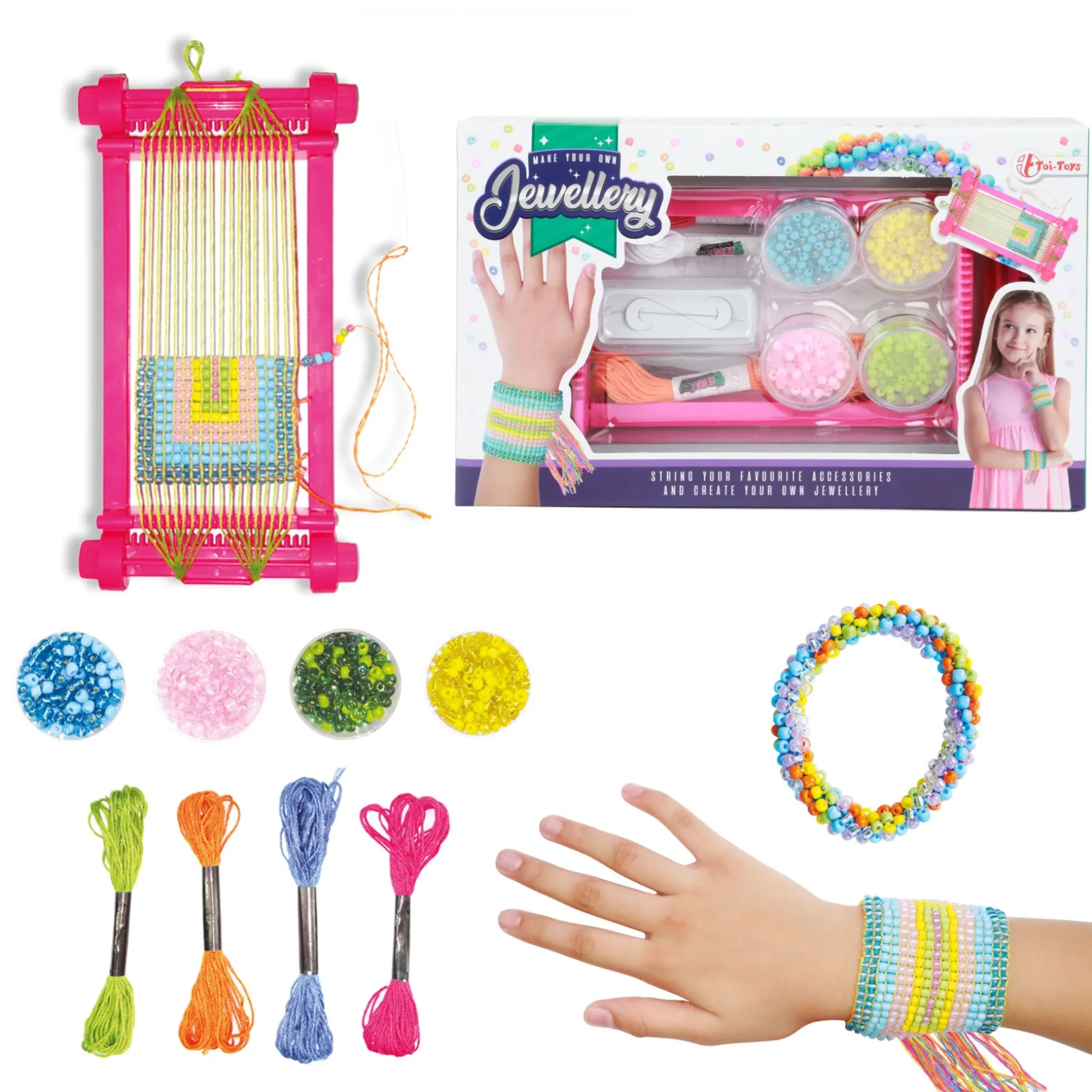 Weefgetouw set met garen en kralen